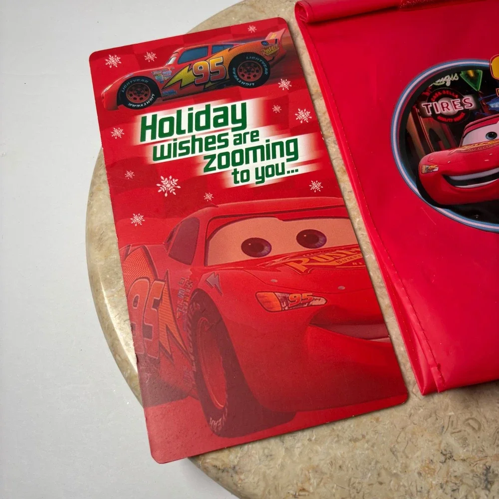 Disney Pixar Cars Reusable Lunch Bag & Hallmark Money Card Lightning McQueen VTG